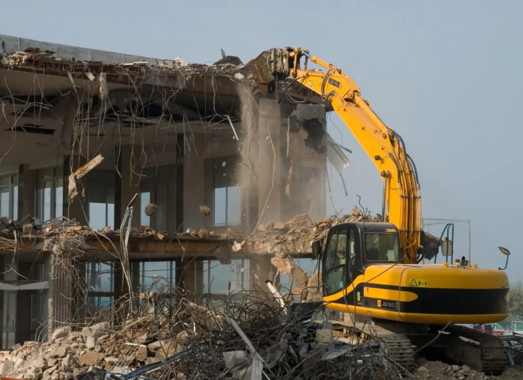 Demolition site rubble